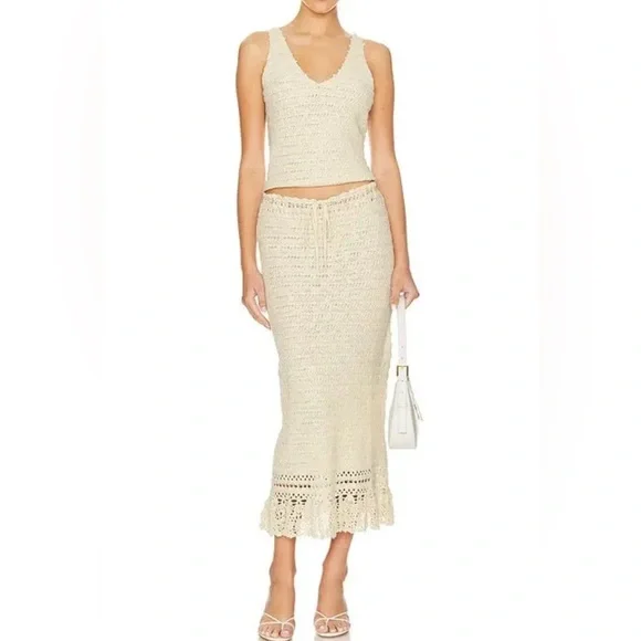 Rails Cotton Crochet Knit Tank Top- Oat - Picture 14 of 15